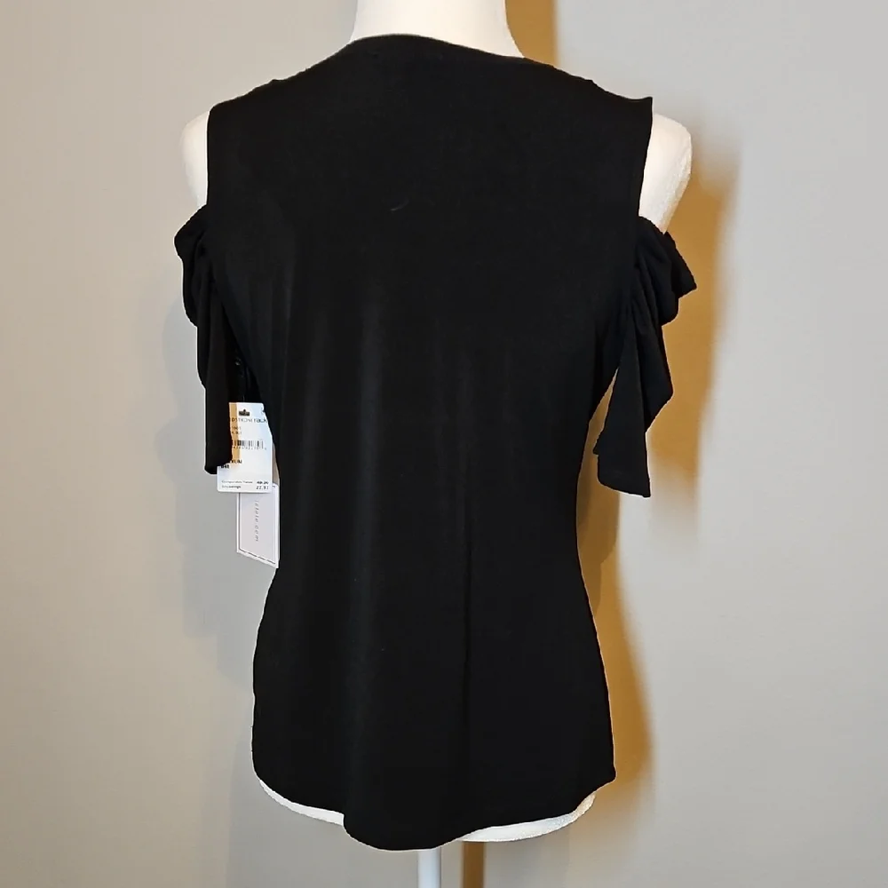 1. State Black Cold Shoulder Top Shirt - Picture 6 of 8